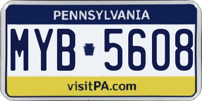 PA license plate MYB5608
