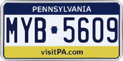PA license plate MYB5609