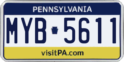 PA license plate MYB5611