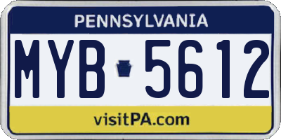 PA license plate MYB5612
