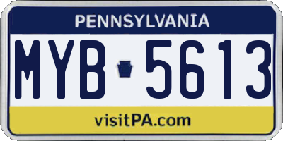 PA license plate MYB5613