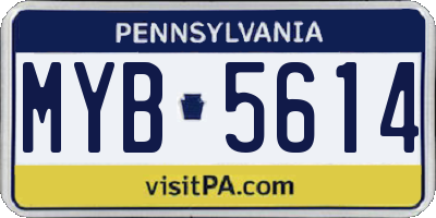 PA license plate MYB5614