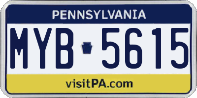 PA license plate MYB5615