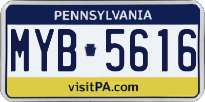 PA license plate MYB5616