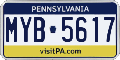 PA license plate MYB5617