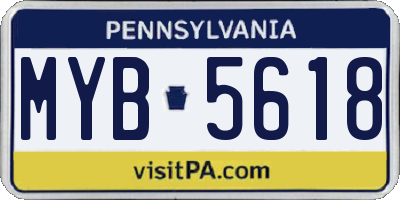 PA license plate MYB5618