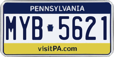 PA license plate MYB5621