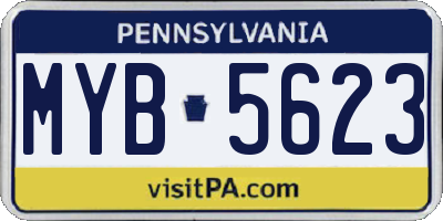 PA license plate MYB5623