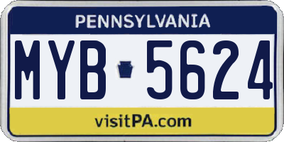 PA license plate MYB5624