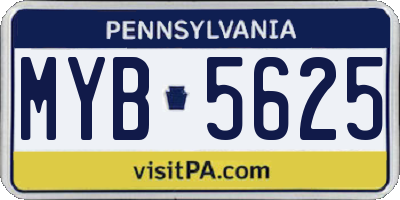 PA license plate MYB5625