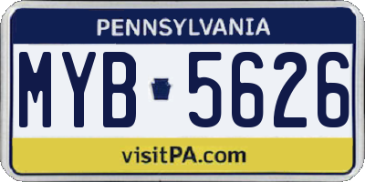 PA license plate MYB5626