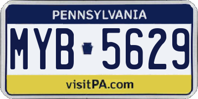 PA license plate MYB5629