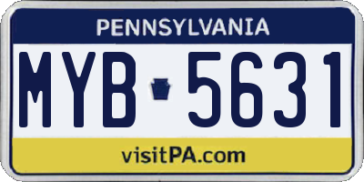 PA license plate MYB5631
