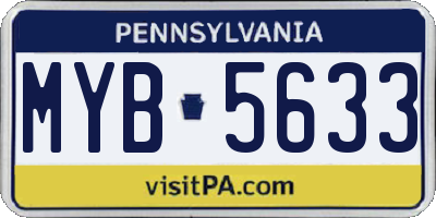PA license plate MYB5633