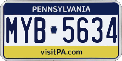PA license plate MYB5634