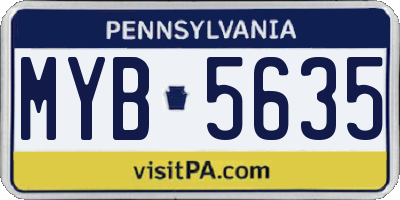 PA license plate MYB5635