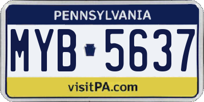 PA license plate MYB5637