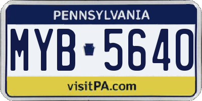 PA license plate MYB5640