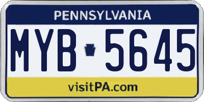 PA license plate MYB5645