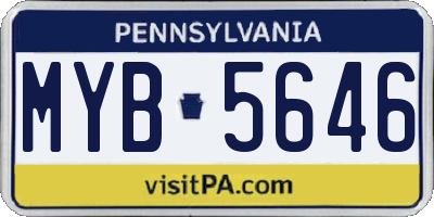 PA license plate MYB5646