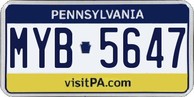 PA license plate MYB5647