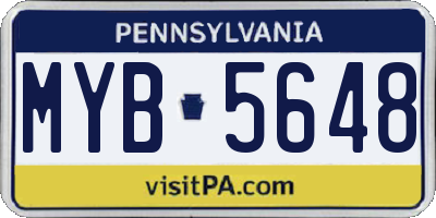 PA license plate MYB5648