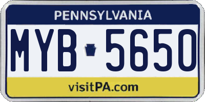 PA license plate MYB5650