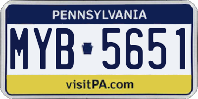 PA license plate MYB5651