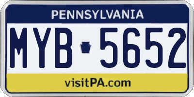 PA license plate MYB5652