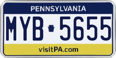 PA license plate MYB5655