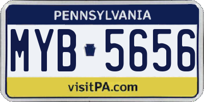 PA license plate MYB5656
