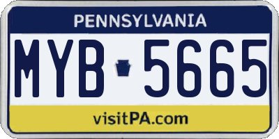 PA license plate MYB5665