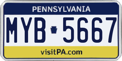 PA license plate MYB5667