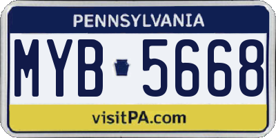 PA license plate MYB5668