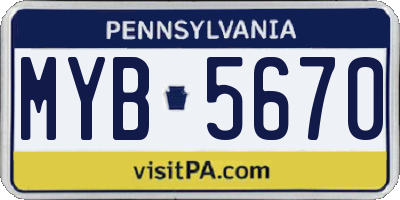 PA license plate MYB5670