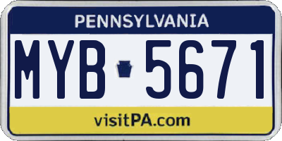 PA license plate MYB5671
