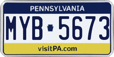 PA license plate MYB5673