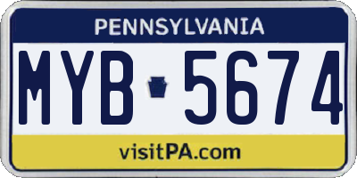 PA license plate MYB5674