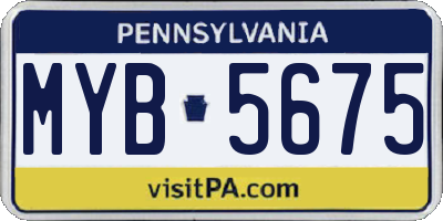 PA license plate MYB5675