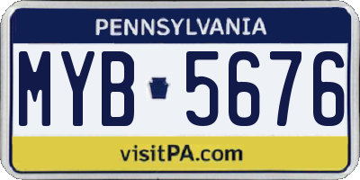 PA license plate MYB5676
