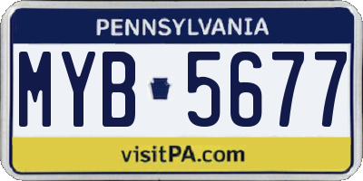 PA license plate MYB5677