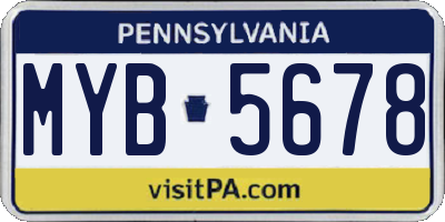 PA license plate MYB5678