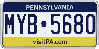 PA license plate MYB5680