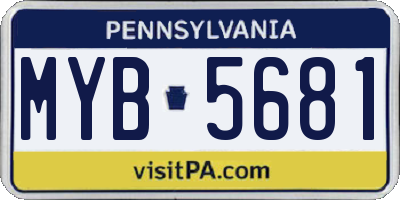 PA license plate MYB5681