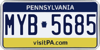 PA license plate MYB5685