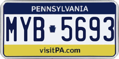 PA license plate MYB5693