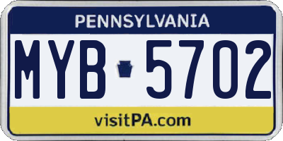 PA license plate MYB5702