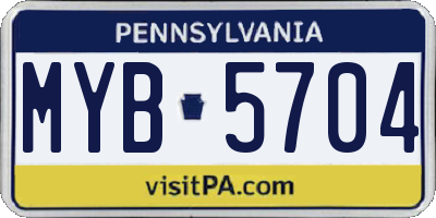 PA license plate MYB5704