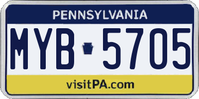 PA license plate MYB5705