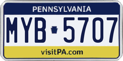 PA license plate MYB5707